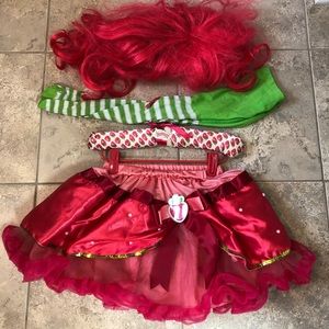 Strawberry shortcake skirt, wig and tights
